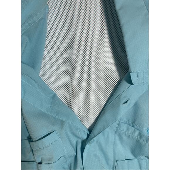 Columbia Men's Shirt PFG 2XL Long Sleeve - Aqua EUC - Picture 4 of 8